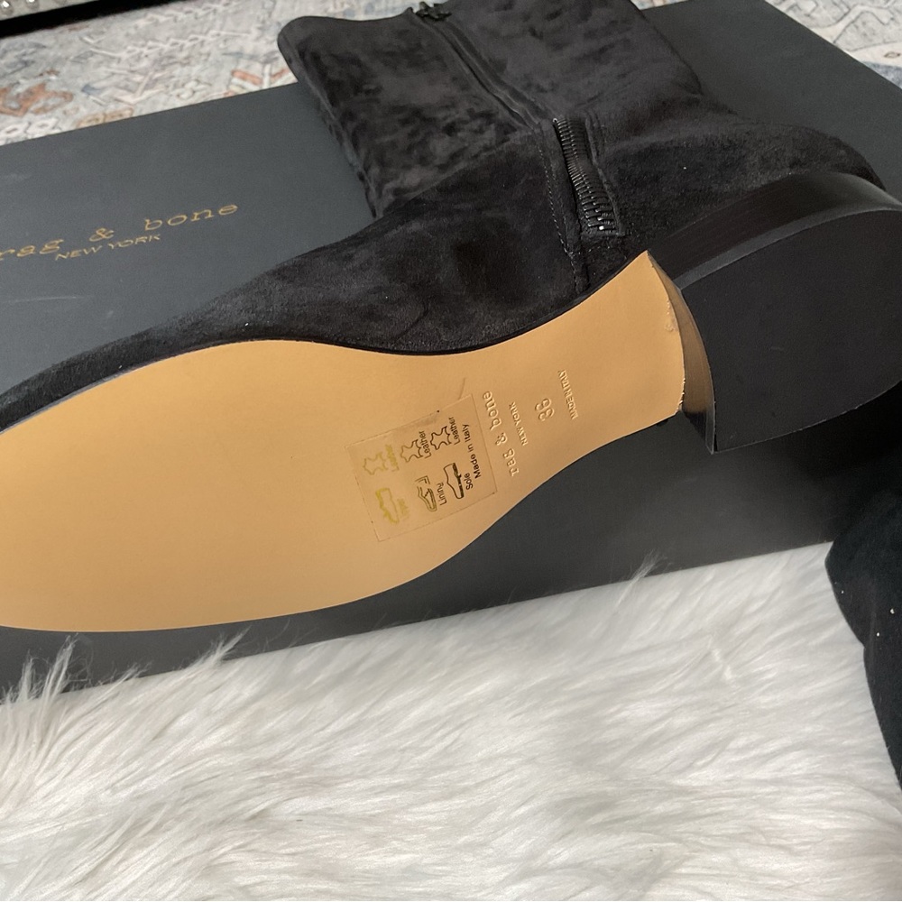 NIB $795 Rag &Bone Aslen Knee High Black Suede Boots Size: 36 - Picture 14 of 16